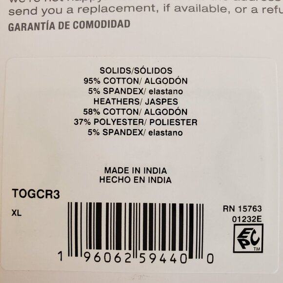 NWT Hanes Originals SZ XL (46-48) Men’s T-Shirts 3Pack, Moisture-Wicking Stretch - Picture 4 of 6